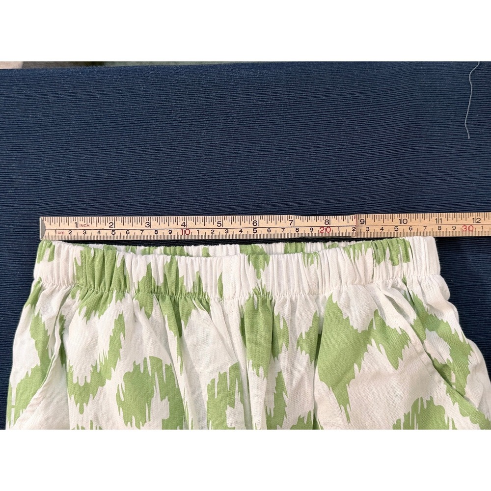 Seaspice Resort Wear Pant S Green White Ikat Boho Tiered Peruvian Cotton NW1856 - Picture 3 of 8